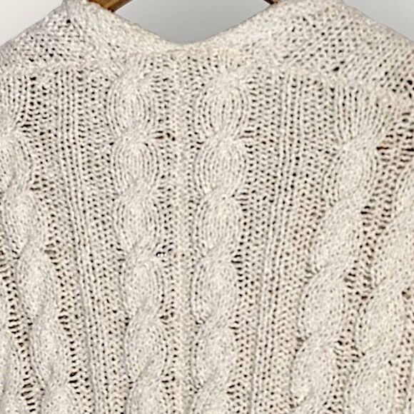 Free People Womens Sweater Sz Small Cotton Cable Knit Vneck Slouchy Oversized - Picture 8 of 12